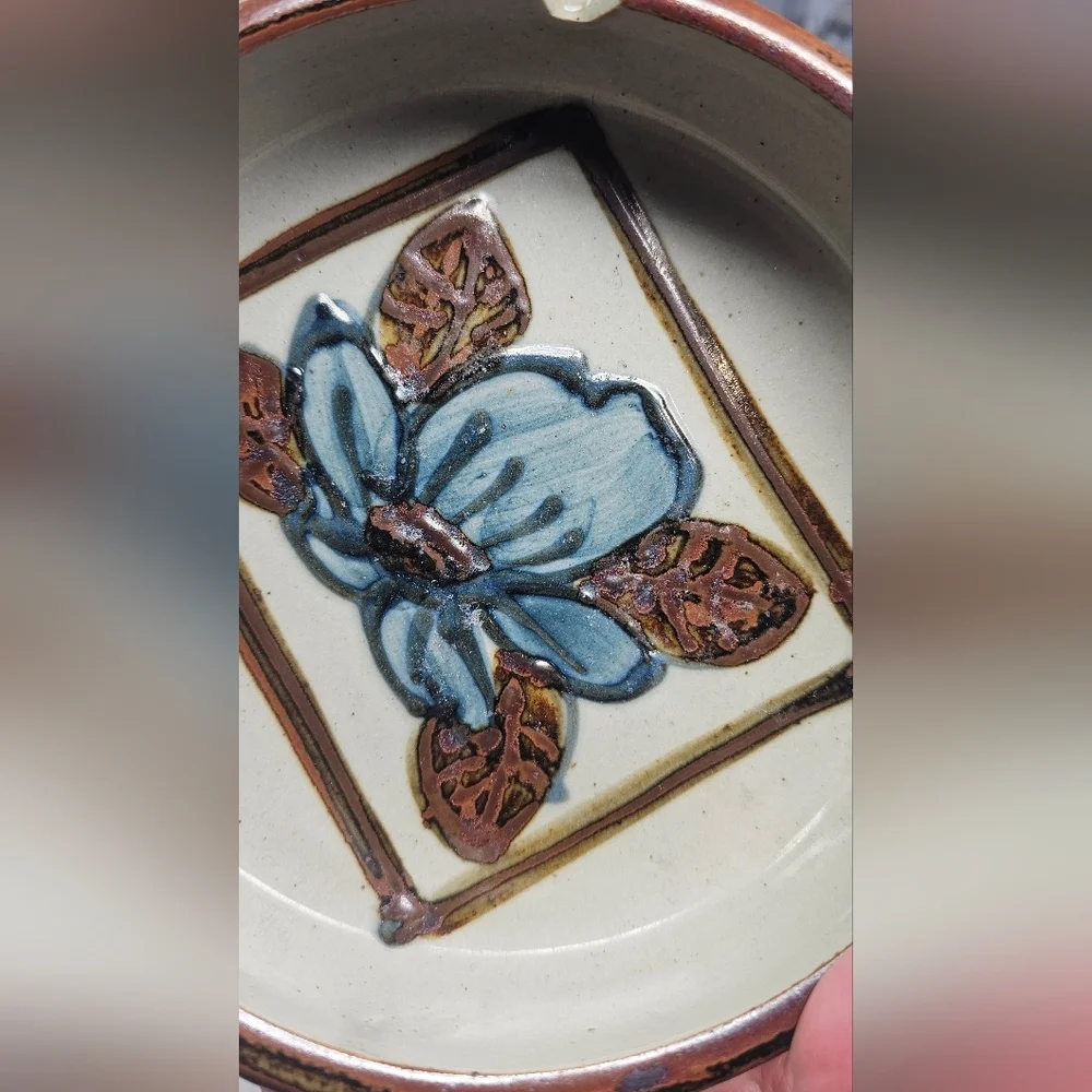 Vintage Hand Crafted Otagiri Original Speckled Stoneware Pottery Floral Ashtray - Picture 12 of 13